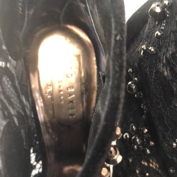 Ted Baker black laced booties with heels and silver rhinestones!open toes - Picture 3 of 6